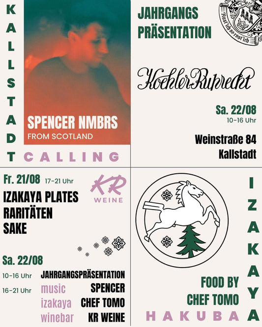 Poster für unsere Veranstaltung mit dem Namen Izakaya Hakuba am 21. und 22. August 2026 bei uns im Weingut.